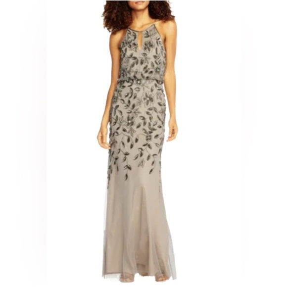 Adrianna Papell Dresses & Skirts - Adrianna Papell Beaded Halter Blouson Gown Size 2